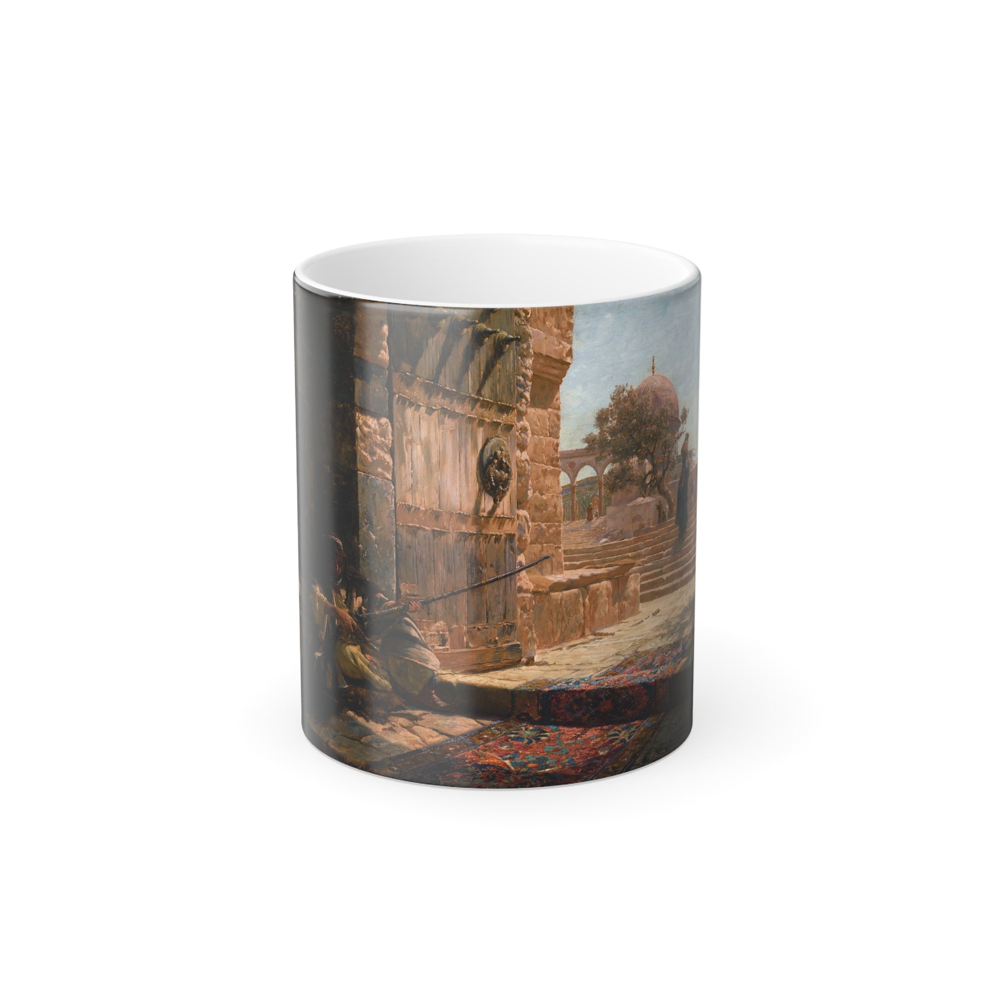 Gustav Bauernfeind (1848-1904) Sentinel at the Entrance to the Temple Mount, Jerusalem - Oil on Panel 1883 - Color Changing Mug 11oz-11oz-Go Mug Yourself