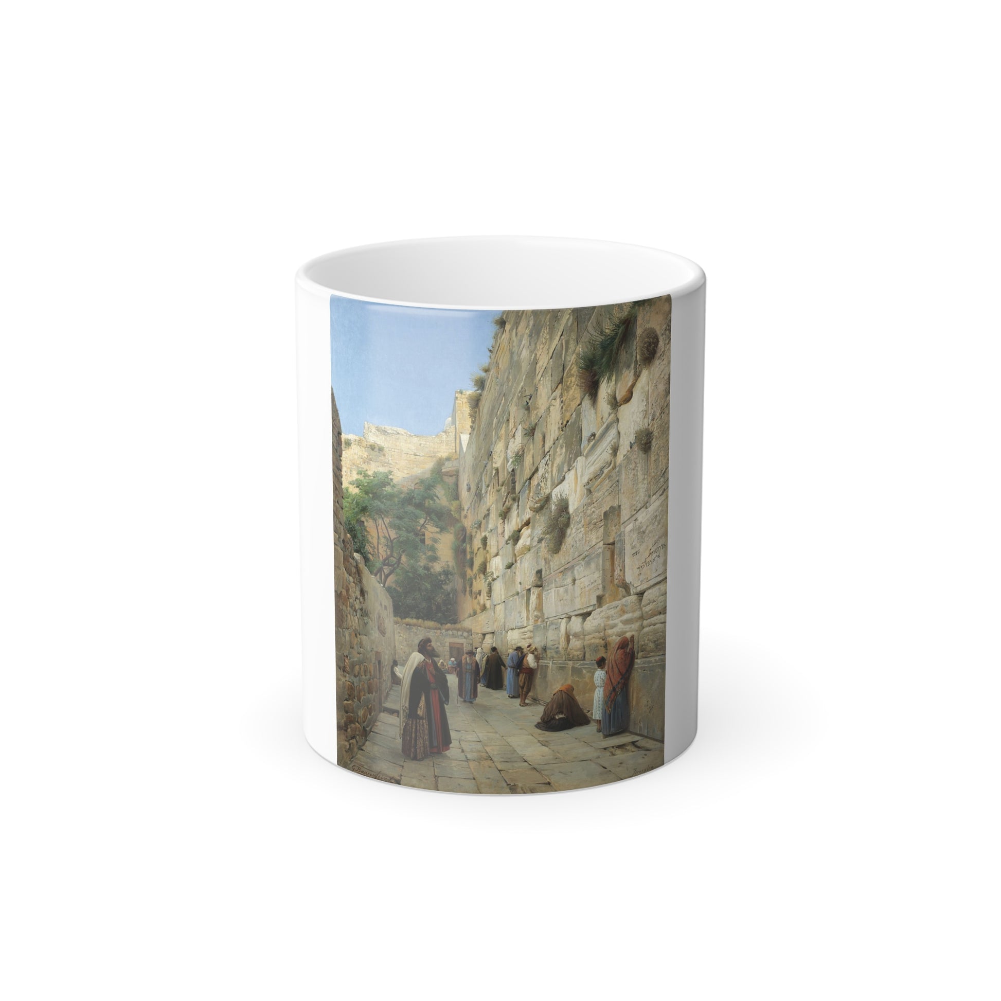 Gustav Bauernfeind (1848-1904) The Wailing Wall Jerusalem Oil on Canvas Laid Down On Panel - Color Changing Mug 11oz-11oz-Go Mug Yourself