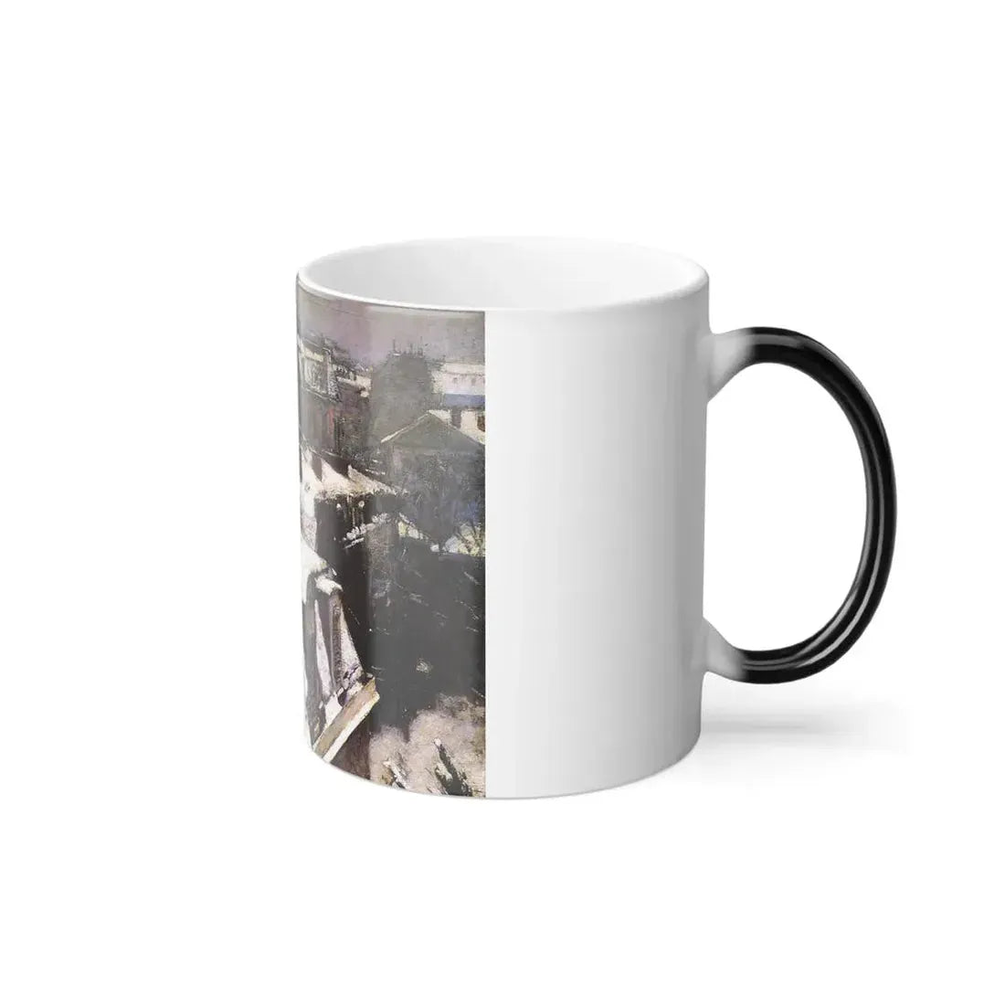 Gustave Caillebotte (1848-1894) Rooftops Under Snow - Oil on canvas 1878 - Color Changing Mug 11oz - Go Mug Yourself