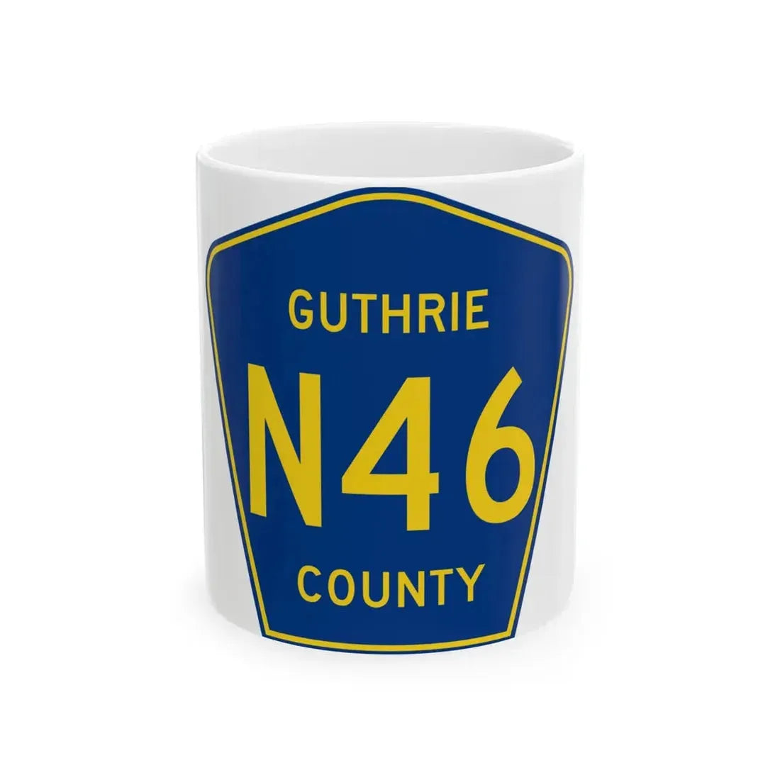 Guthrie County Route N46 IA (Iowa) (Road Sign) White Coffee Mug 11oz - Go Mug Yourself