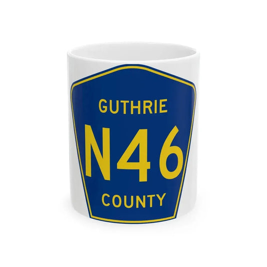 Guthrie County Route N46 IA (Iowa) (Road Sign) White Coffee Mug 11oz - Go Mug Yourself