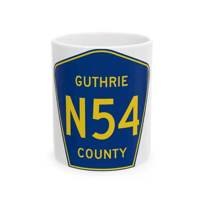 Guthrie County Route N54 IA (Iowa) (Road Sign) White Coffee Mug 11oz - Go Mug Yourself