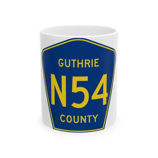 Guthrie County Route N54 IA (Iowa) (Road Sign) White Coffee Mug 11oz - Go Mug Yourself