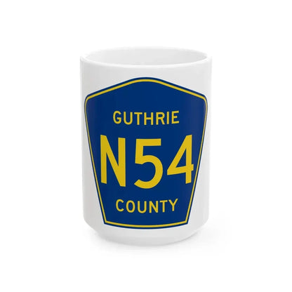 Guthrie County Route N54 IA (Iowa) (Road Sign) White Coffee Mug 15oz - Go Mug Yourself