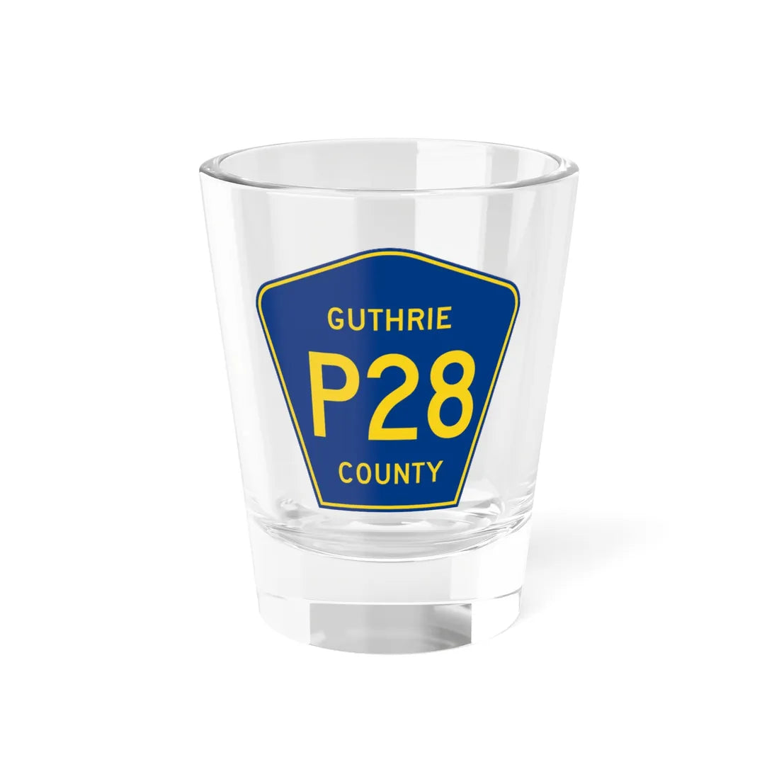 Guthrie County Route P28 IA (Iowa) (Road Sign) Shot Glass 1.5oz 1.5oz - Go Mug Yourself