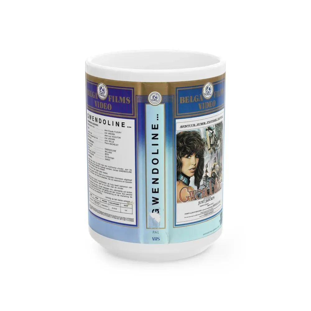 GWENDOLINE BELGA FILMS VIDEO (VHS COVER) - White Coffee Mug 15oz - Go Mug Yourself