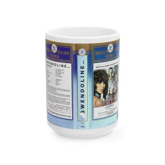 GWENDOLINE BELGA FILMS VIDEO (VHS COVER) - White Coffee Mug 15oz - Go Mug Yourself