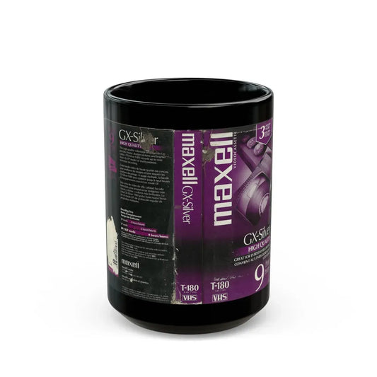 GX SILVER MAXELL VIDEOCASSETTE BLANK TAPE (VHS COVER) - Black Coffee Mug 15oz - Go Mug Yourself