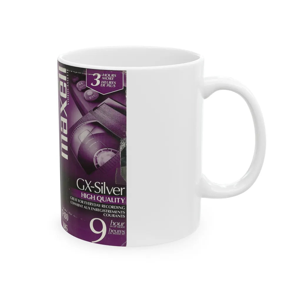 GX SILVER MAXELL VIDEOCASSETTE BLANK TAPE (VHS COVER) - White Coffee Mug-Go Mug Yourself