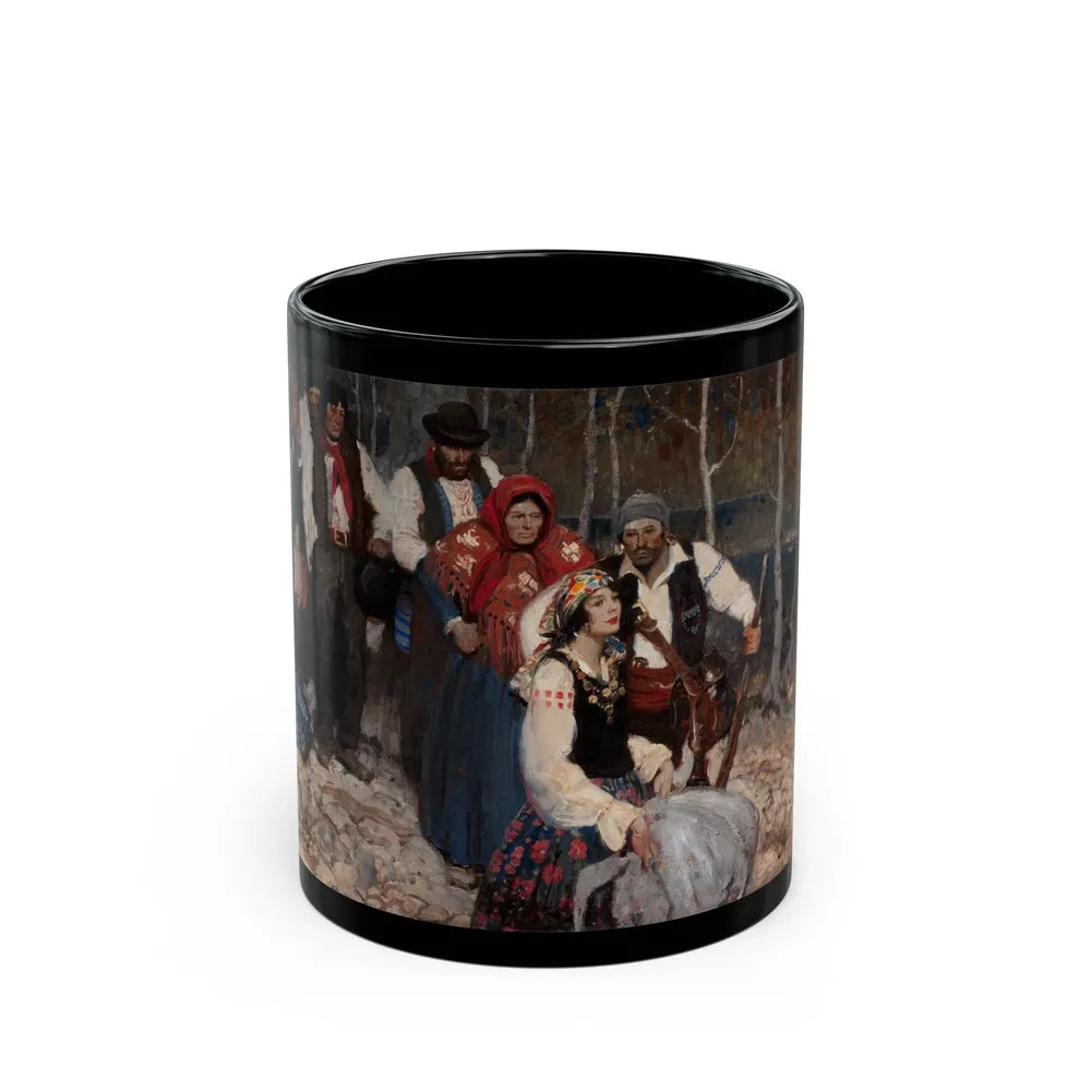 Gypsies Paused at a Clearing - Black Coffee Mug-11oz-Go Mug Yourself