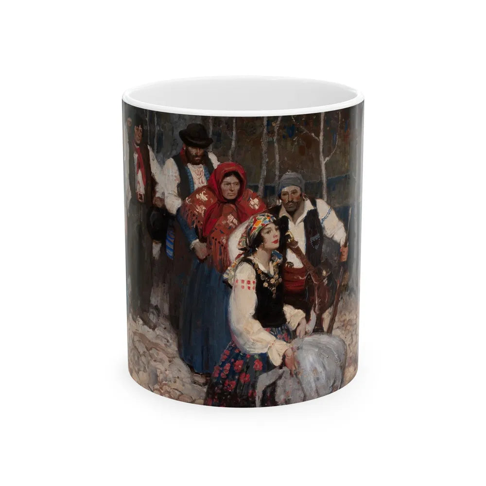 Gypsies Paused at a Clearing - White Coffee Mug-11oz-Go Mug Yourself