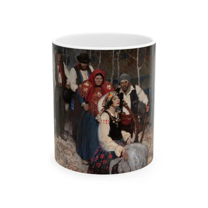 Gypsies Paused at a Clearing - White Coffee Mug 11oz - Go Mug Yourself