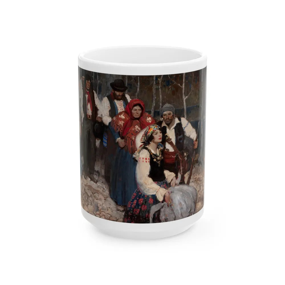 Gypsies Paused at a Clearing - White Coffee Mug-15oz-Go Mug Yourself