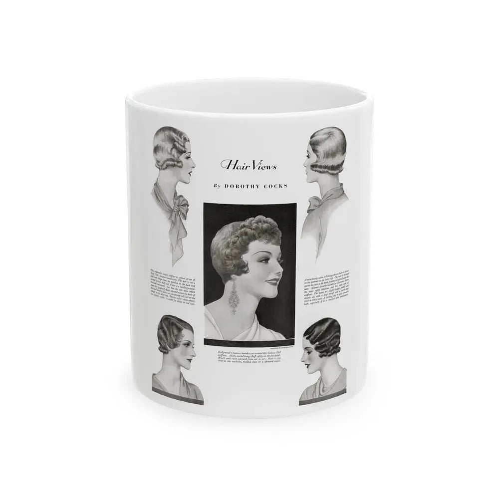 Hair Views by Dorothy Cocks, Ladies' Home Journal, June 1933 - White Coffee Mug 11oz - Go Mug Yourself