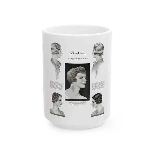 Hair Views by Dorothy Cocks, Ladies' Home Journal, June 1933 - White Coffee Mug 15oz - Go Mug Yourself