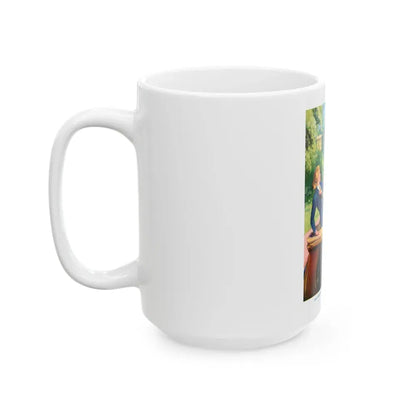 half turning, he aimed a savage blow at the girl - White Coffee Mug - Go Mug Yourself