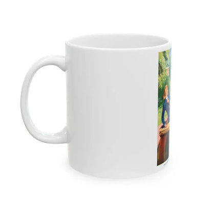 half turning, he aimed a savage blow at the girl - White Coffee Mug - Go Mug Yourself
