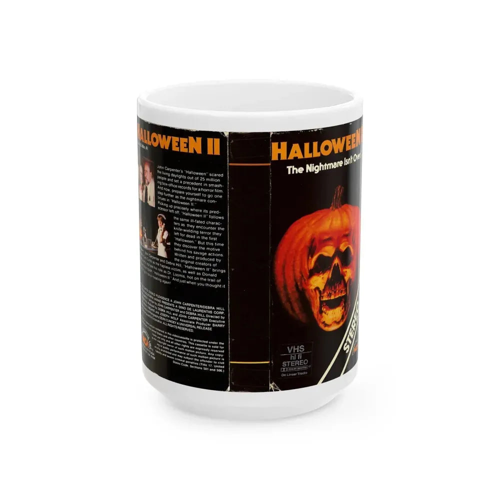 HALLOWEEN 2 (VHS COVER) - White Coffee Mug 15oz - Go Mug Yourself