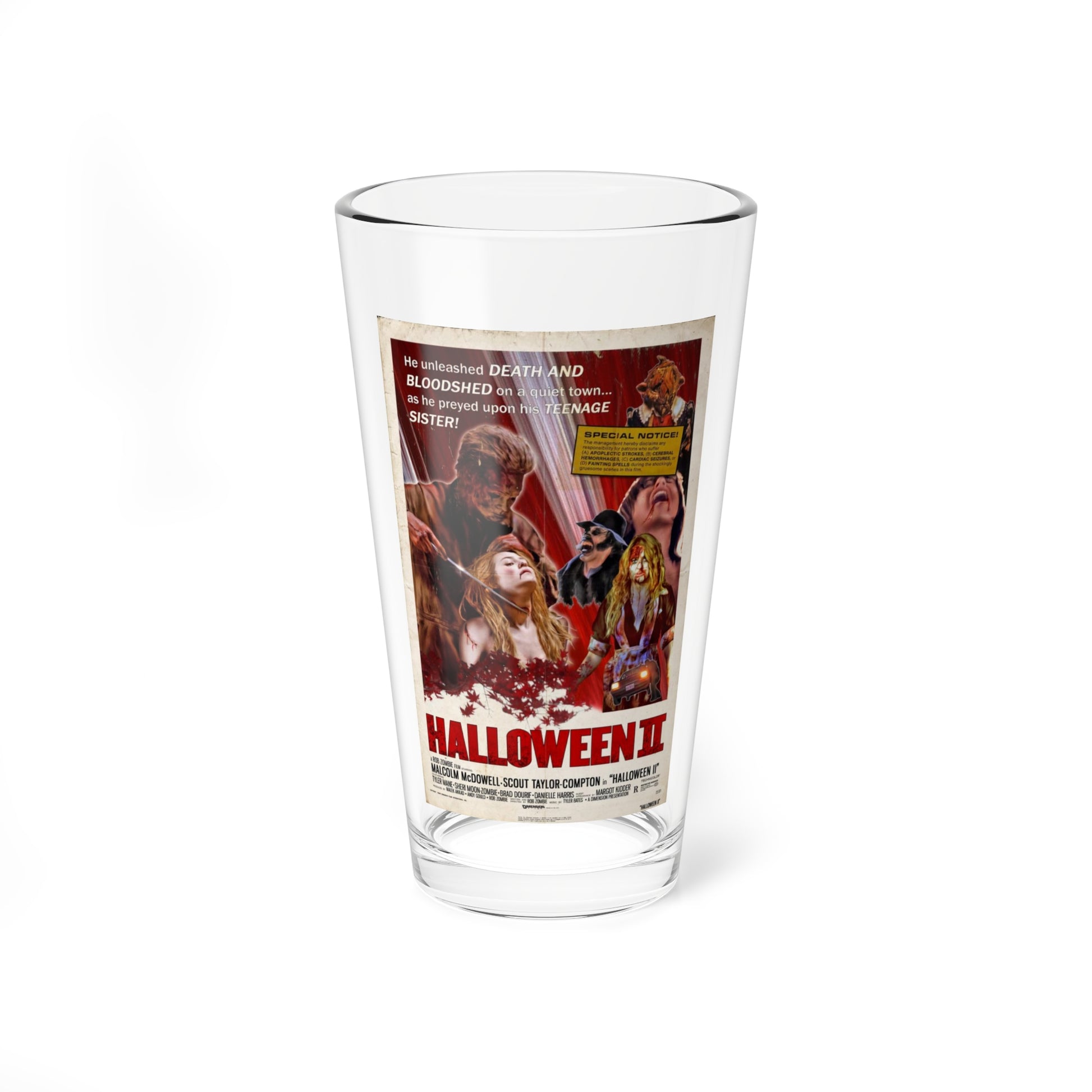 HALLOWEEN II (REMAKE RETROPOSTER) 1981 Movie Poster - Pint Glass 16oz-16oz-Go Mug Yourself