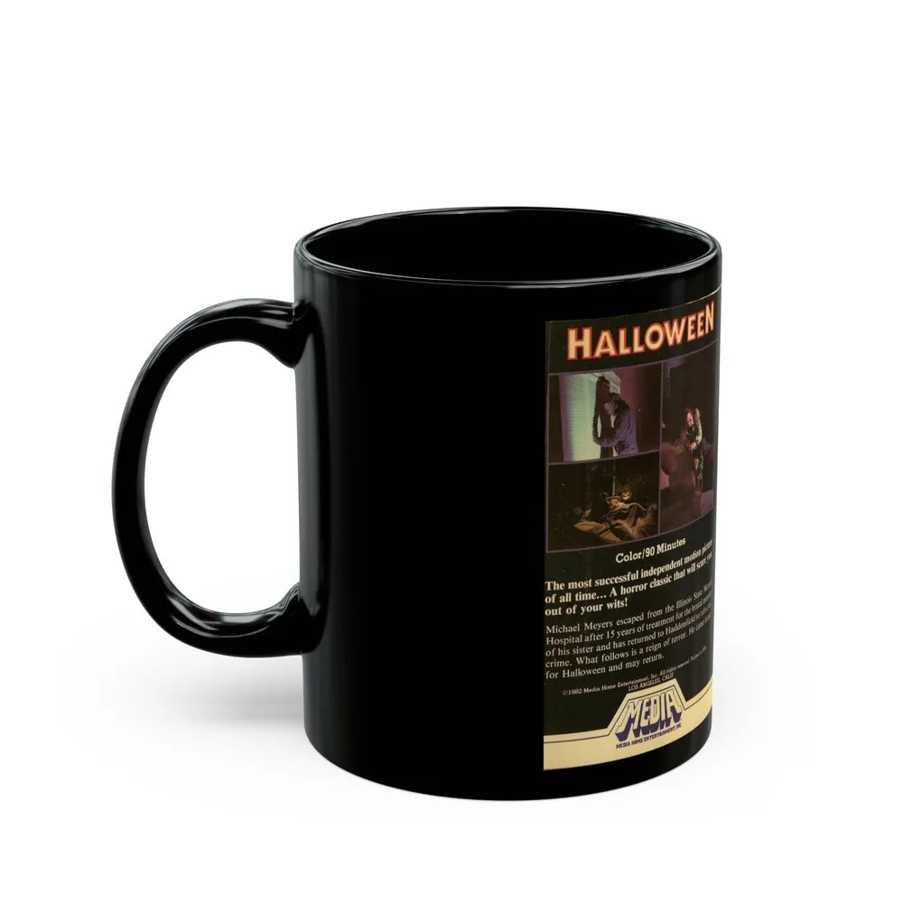 HALLOWEEN MEDIA HOME ENTERTAINMENT (VHS COVER) - Black Coffee Mug-Go Mug Yourself