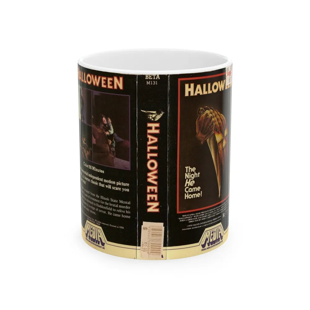 HALLOWEEN MEDIA HOME ENTERTAINMENT (VHS COVER) - White Coffee Mug-11oz-Go Mug Yourself