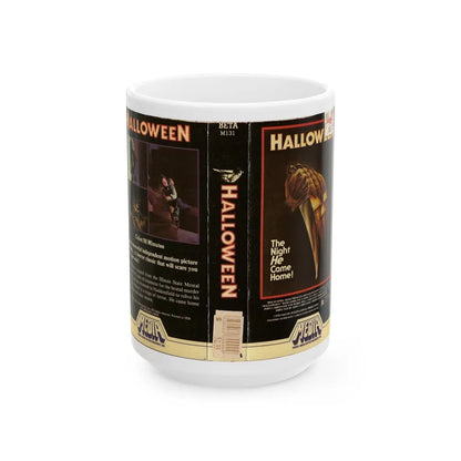 HALLOWEEN MEDIA HOME ENTERTAINMENT (VHS COVER) - White Coffee Mug-15oz-Go Mug Yourself