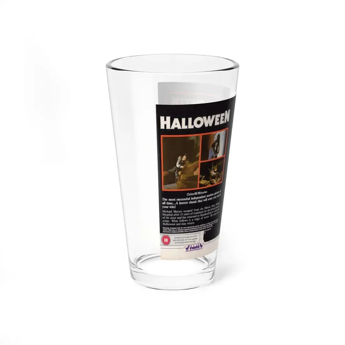 HALLOWEEN MEDIA HOME ENTERTAINMENT VHS (VHS COVER) Pint Glass 16oz - Go Mug Yourself