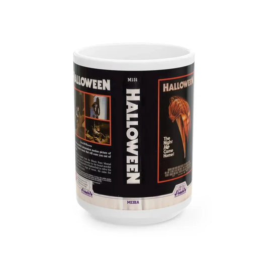 HALLOWEEN MEDIA HOME ENTERTAINMENT VHS (VHS COVER) - White Coffee Mug 15oz - Go Mug Yourself