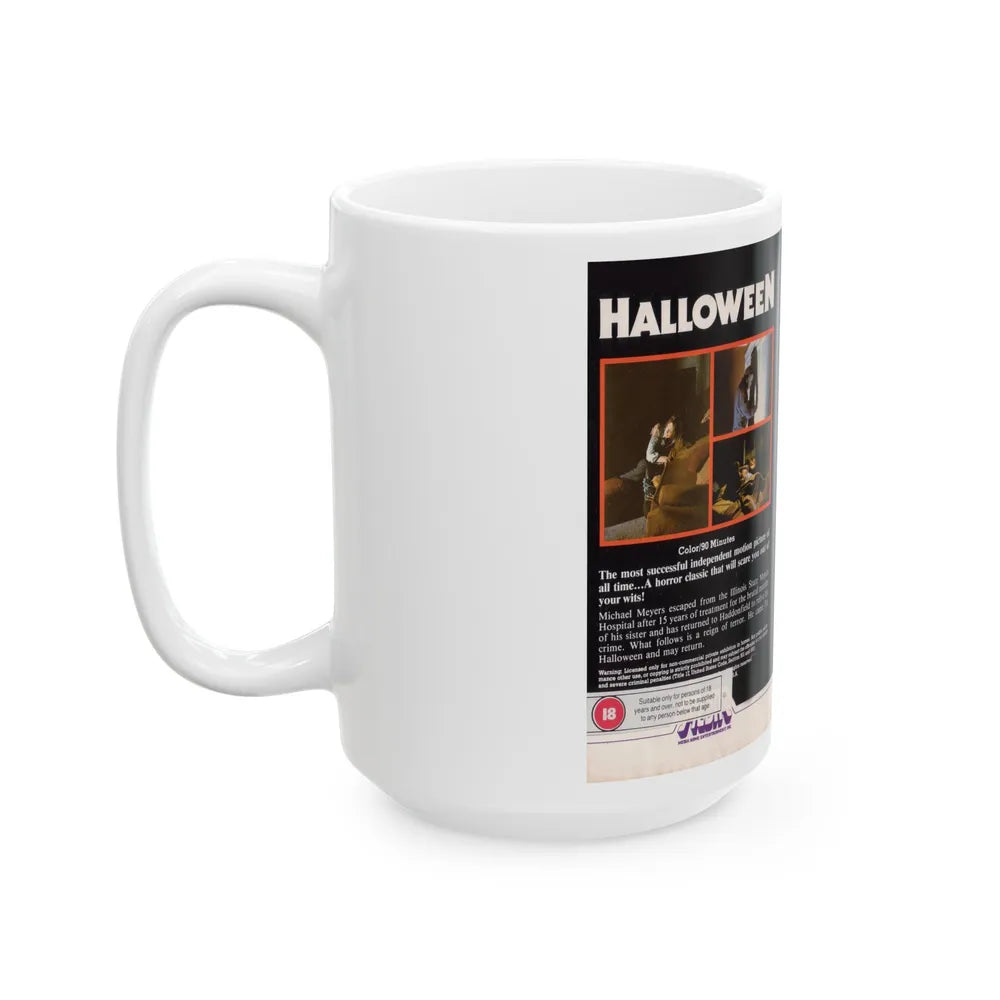 HALLOWEEN MEDIA HOME ENTERTAINMENT VHS (VHS COVER) - White Coffee Mug-Go Mug Yourself