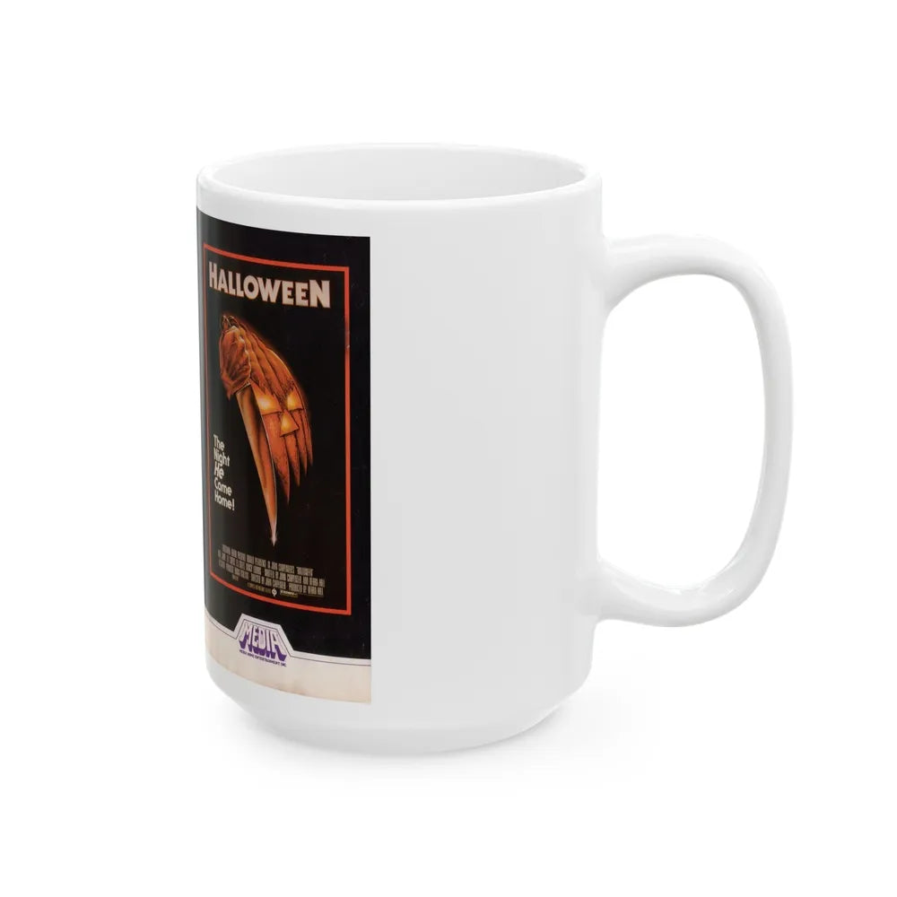 HALLOWEEN MEDIA HOME ENTERTAINMENT VHS (VHS COVER) - White Coffee Mug-Go Mug Yourself