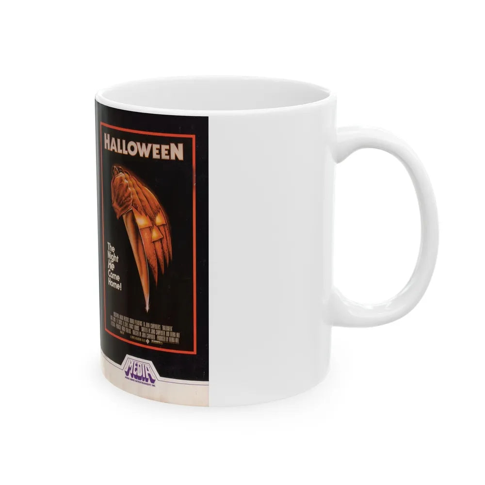 HALLOWEEN MEDIA HOME ENTERTAINMENT VHS (VHS COVER) - White Coffee Mug-Go Mug Yourself