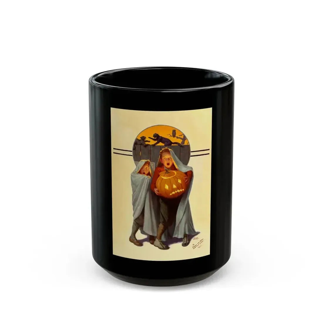 Halloween Scare, The Saturday Evening Post cover, November 2, 1935 - Black Coffee Mug 15oz - Go Mug Yourself