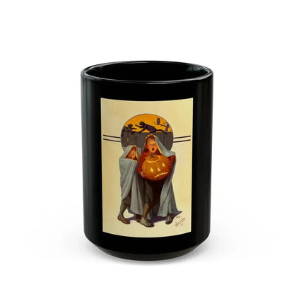 Halloween Scare, The Saturday Evening Post cover, November 2, 1935 - Black Coffee Mug 15oz - Go Mug Yourself