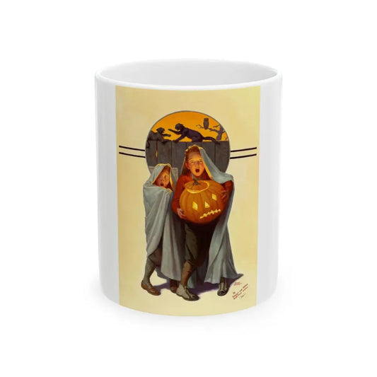 Halloween Scare, The Saturday Evening Post cover, November 2, 1935 - White Coffee Mug 11oz - Go Mug Yourself