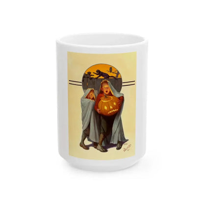 Halloween Scare, The Saturday Evening Post cover, November 2, 1935 - White Coffee Mug 15oz - Go Mug Yourself