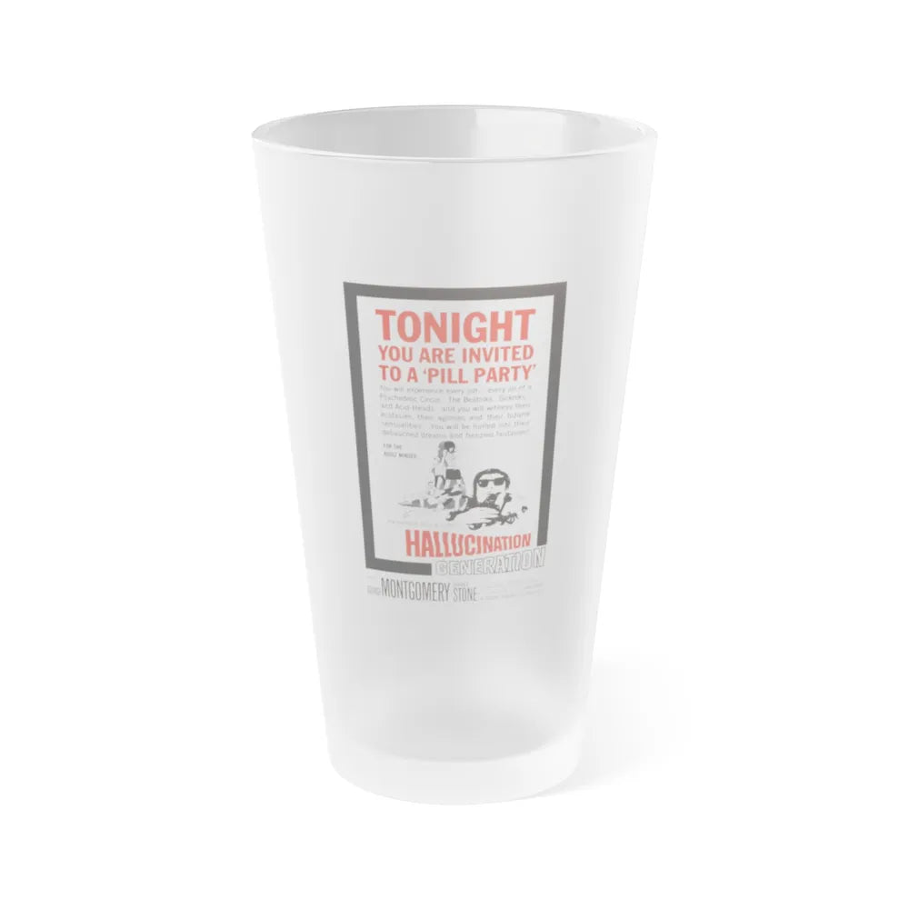 HALLUCINATION GENERATION 1966 Movie Poster - Frosted Pint Glass 16oz-16oz-Frosted-Go Mug Yourself