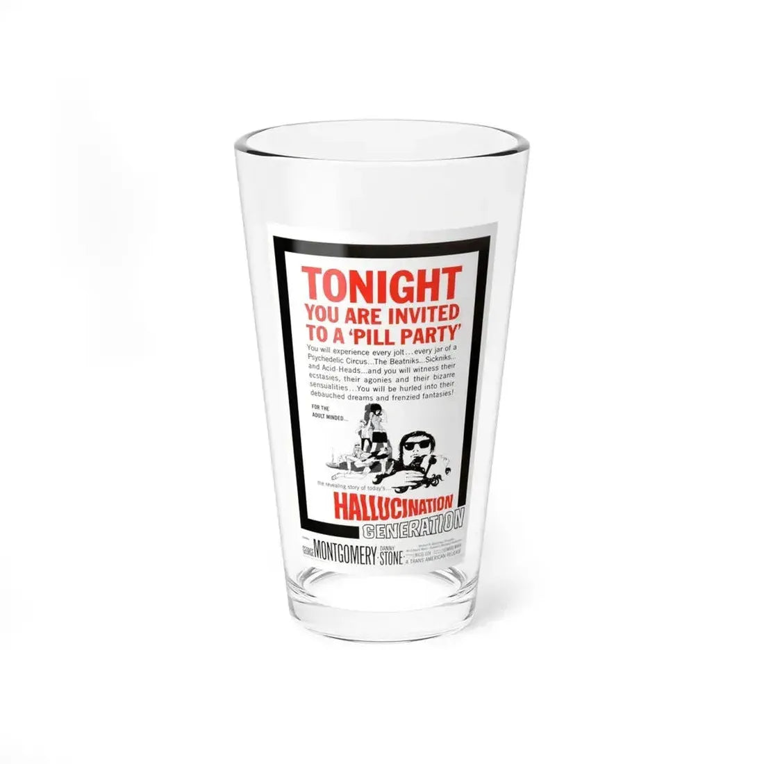 HALLUCINATION GENERATION 1966 Movie Poster - Pint Glass 16oz 16oz - Go Mug Yourself