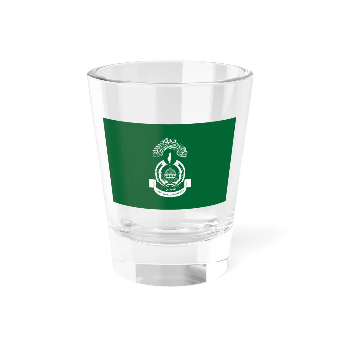 Hamas Emblem Flag Green Variant with Outline Emblem (Palestine) Shot Glass 1.5oz 1.5oz - Go Mug Yourself