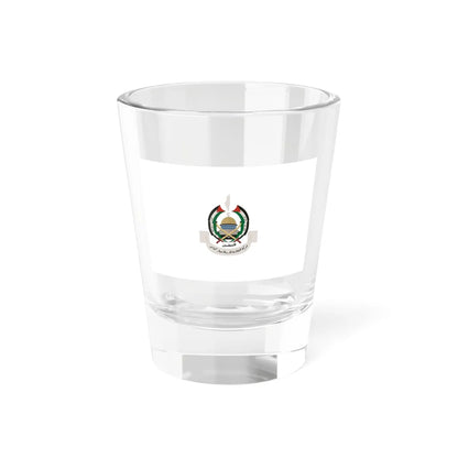Hamas Emblem Flag White Variant with Colored Emblem (Palestine) Shot Glass 1.5oz 1.5oz - Go Mug Yourself