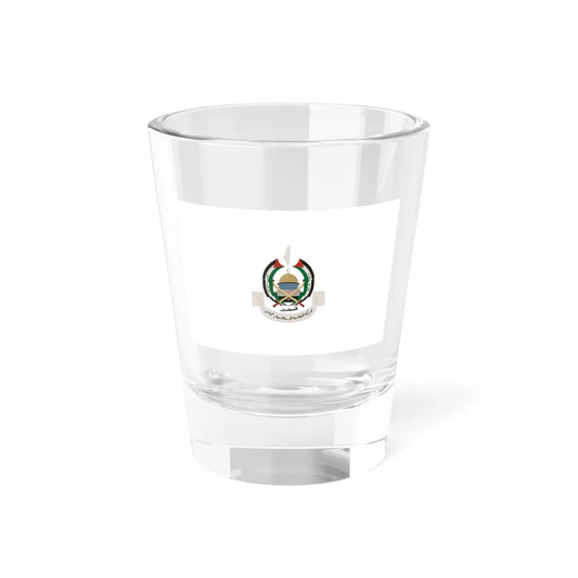 Hamas Emblem Flag White Variant with Colored Emblem (Palestine) Shot Glass 1.5oz 1.5oz - Go Mug Yourself