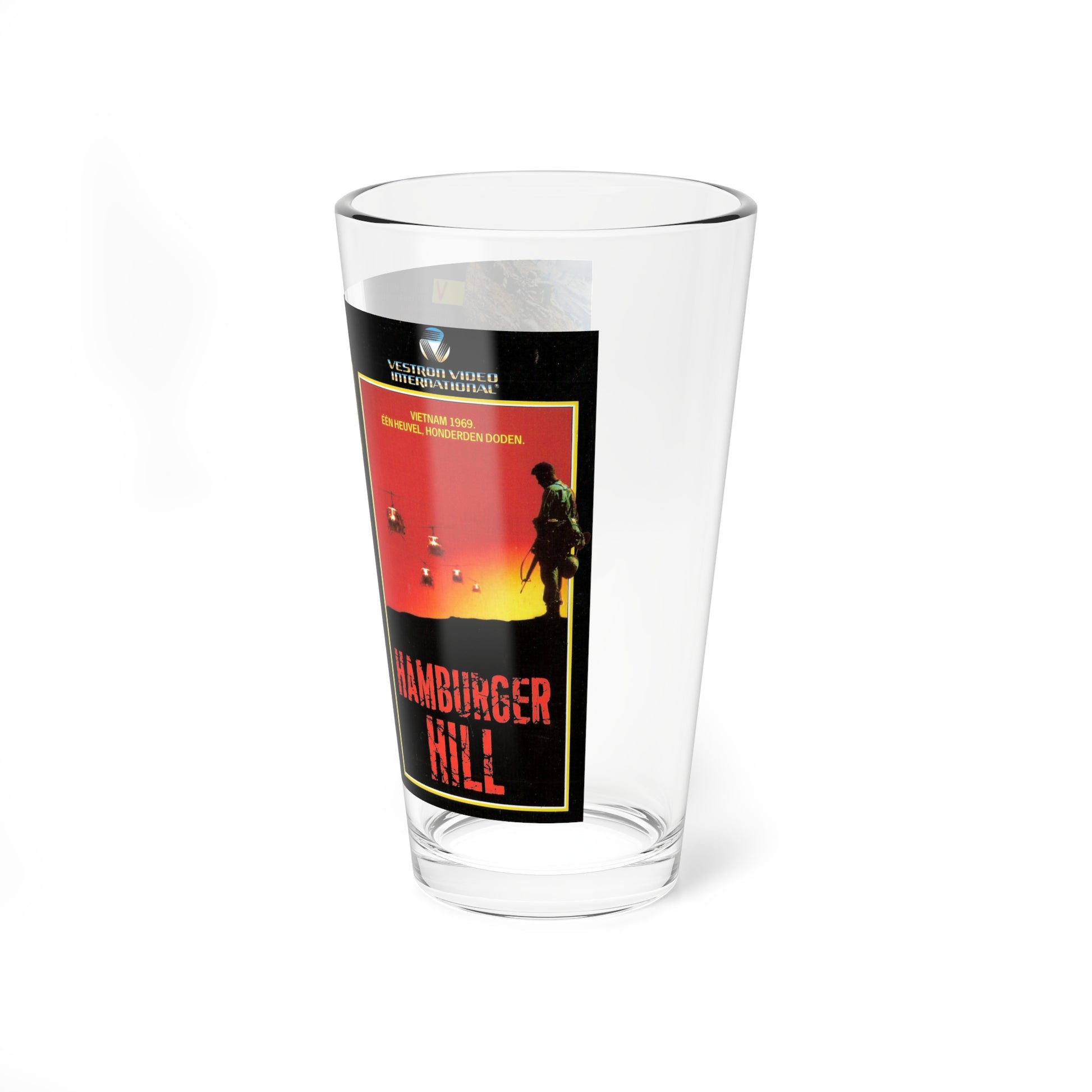 HAMBURGER HILL (VHS COVER) Pint Glass 16oz-Go Mug Yourself