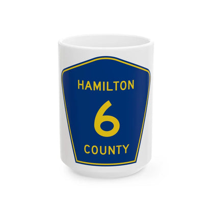 Hamilton County Road 6 FL (Florida) (Road Sign) White Coffee Mug 15oz - Go Mug Yourself