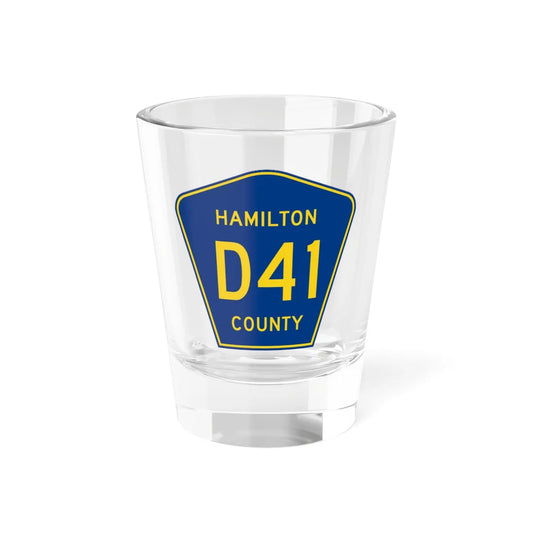Hamilton County Route D41 IA (Iowa) (Road Sign) Shot Glass 1.5oz 1.5oz - Go Mug Yourself