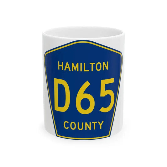 Hamilton County Route D65 IA (Iowa) (Road Sign) White Coffee Mug 11oz - Go Mug Yourself