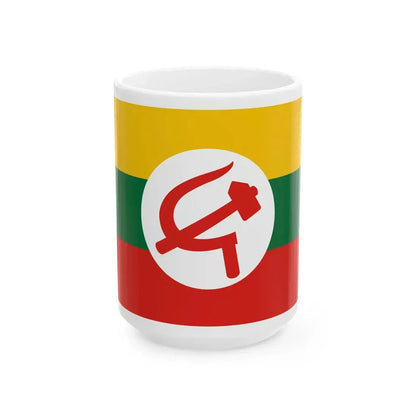 Hammer and Sickle flag of Burma (Myanmar) White Coffee Mug 15oz - Go Mug Yourself