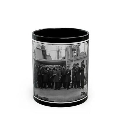 Hampton Roads, Va.  Rear Admiral David D. Porter And Staff Aboard His Flagship, U.S.S. Malvern (U.S. Civil War) Black Coffee Mug 11oz - Go Mug Yourself