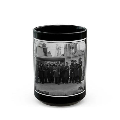 Hampton Roads, Va.  Rear Admiral David D. Porter And Staff Aboard His Flagship, U.S.S. Malvern (U.S. Civil War) Black Coffee Mug 15oz - Go Mug Yourself