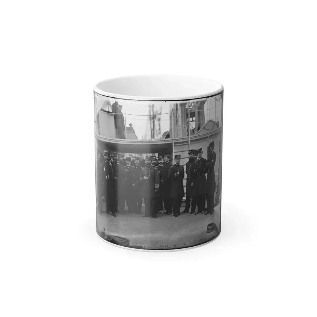 Hampton Roads, Va.  Rear Admiral David D. Porter and Staff Aboard His Flagship, U.S.S. Malvern (U.S. Civil War) Color Changing Coffee Mug 11oz Default Title 11oz - Go Mug Yourself