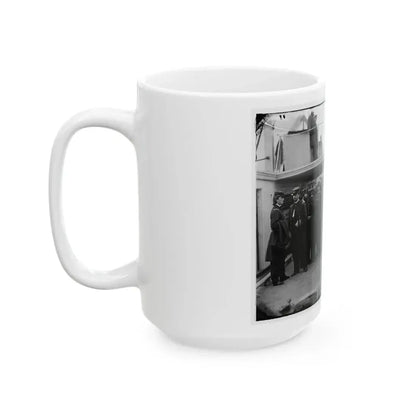 Hampton Roads, Va.  Rear Admiral David D. Porter And Staff Aboard His Flagship, U.S.S. Malvern (U.S. Civil War) White Coffee Mug - Go Mug Yourself