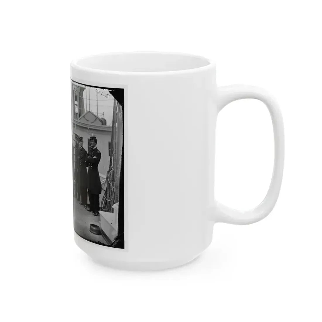 Hampton Roads, Va.  Rear Admiral David D. Porter And Staff Aboard His Flagship, U.S.S. Malvern (U.S. Civil War) White Coffee Mug - Go Mug Yourself